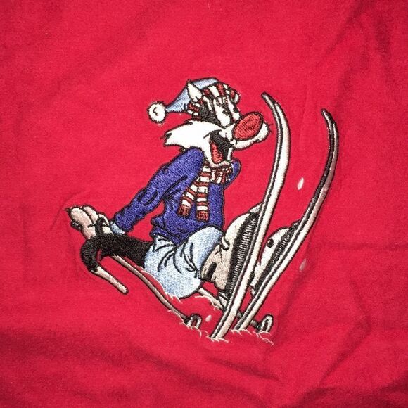 Vintage Red Tweetie Bird Sylvester Ski snowboard collector holiday chamois shirt - Picture 5 of 5